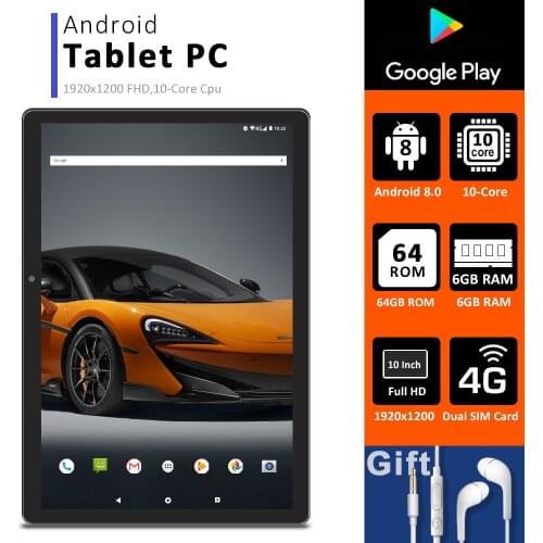 CIGE N9 10.1 Inch 4G LTE Phone Call Tablets 10 Core MTK6797 Tablet Pc Android 8.0 Tablet 6G Ram+64GB Rom Dual SIM FM WiFi GPS