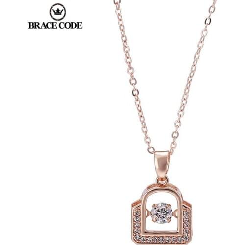 Flashing Heart Lock Pendant Necklace Female Copper Micro-inlaid Stone Color Preserving Electroplating Cross-border Hot Sale Gift