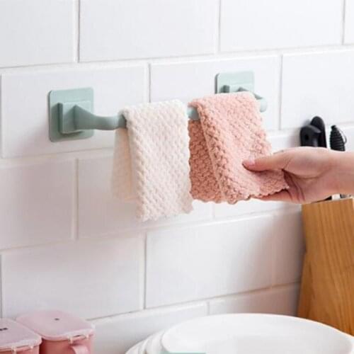Towel Holder Rack Wall Mounted Kitchen Accessories 27.5*7cm Towel Hanger Bathroom Storage Cupboard Door Bath Hanger