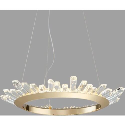 Post Modern K9 Crystal Plate Gold Chrome Round Luxury Lustre Crystal garland villa chandeliers