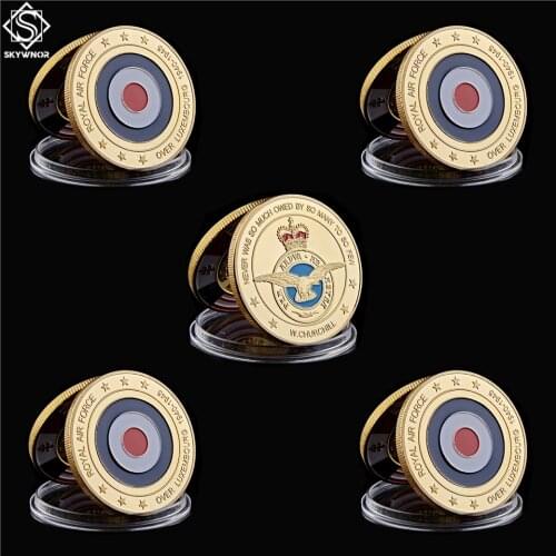 5PCS Luxembourg Royal Air Force Retired Gold Plated Coin Military Commemorative Coin America Fancy Challenge Coin