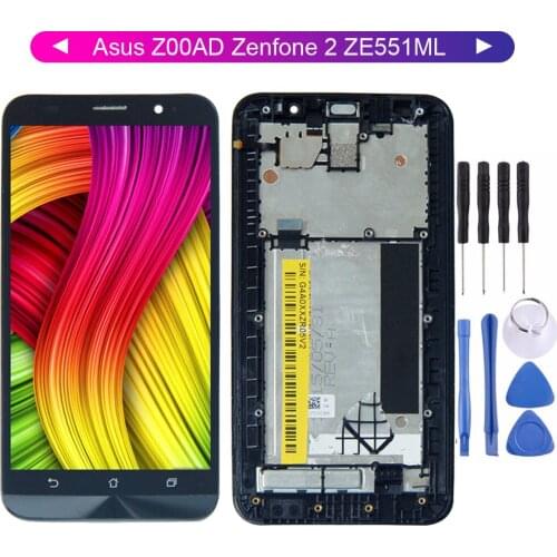 Frame Lcd For Asus Z00AD Zenfone 2 ZE551ML LCD Display Panel Touch Screen Digitizer Sensor Assembly + Frame 1920*1080 Free Tools