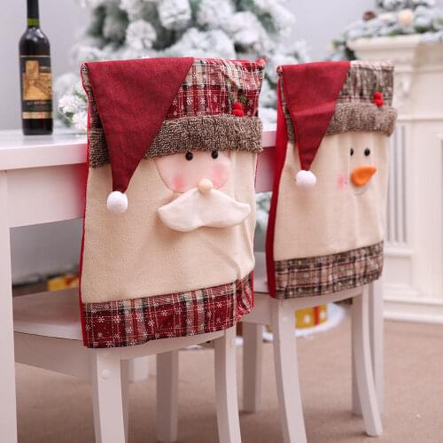 Christmas Decor Santa Claus Snowman Home Dining Chair Cover Chair Back Cover Room Office Banquet Table Home Decoration