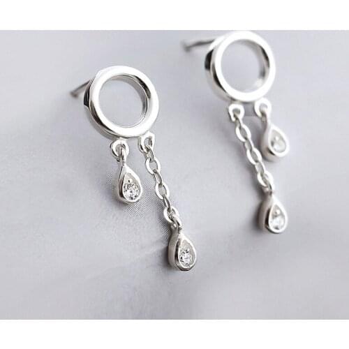 Drop Earrings Tassel Long Circle For Women Zircon Crystal Korean Fashion Vintage Charm Lady Student Party Gift Jewelry BOYULIGE