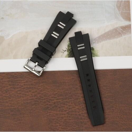 26*9mm CARLYWET High Quality Waterproof Silicone Rubber Black Replacement WatchBand Belt For Bvlgari Strap