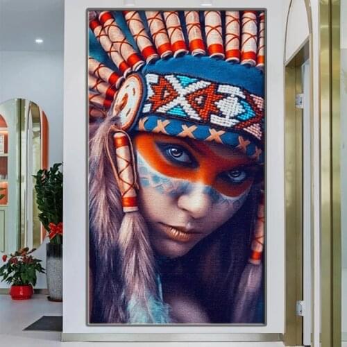 Modern Art Indian Tattooed Women Canvas Paintings girl Figure Painting Abstract Wall Art Posters and Prints HomeRoom Decorative