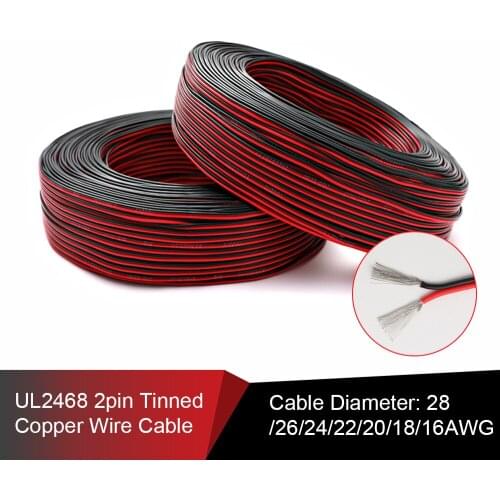 Led Strip 2Pin Extension Wire Electric Cable Red Black Colored Electrical Wire for Single Color 3528 5050 LED Stirp Lighting