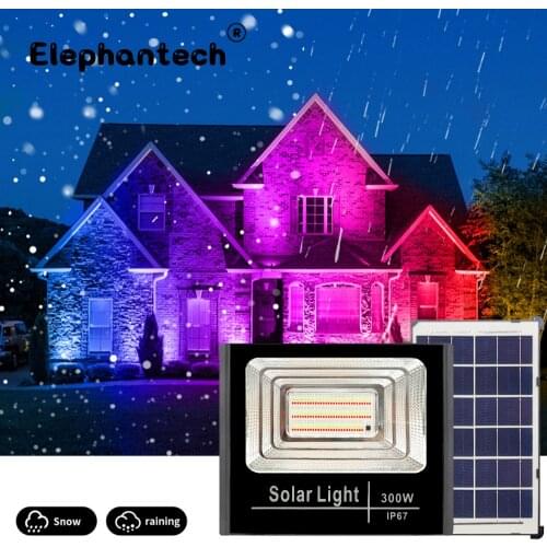 100W 200W 300W LED Solar RGB Flood Lights Outdoor IP67Waterproof RGB / Cold Auto On/Off with Remote for Yard Garden Path Patio