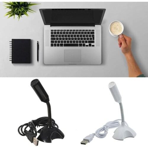 Dedicate USB Capacitive Mini Microphone Stand for PC Laptop Notebook Online Chat Recording Black Wired Device