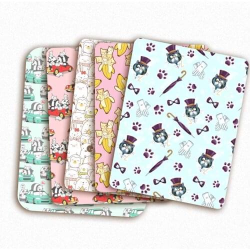 Polyester Cotton Fabric By Half The Meter Cartoon Animals Cats Pandas Printed Cloth Sheets For Sewing Needlework 45*145cm 1pc