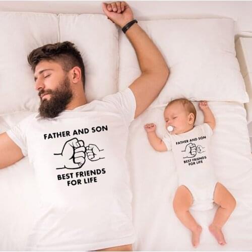 1PC Father and Son Best Friends for Life Family Matching Clothes Family Look Baby Dad Matching Clothes Father and Son Outfits