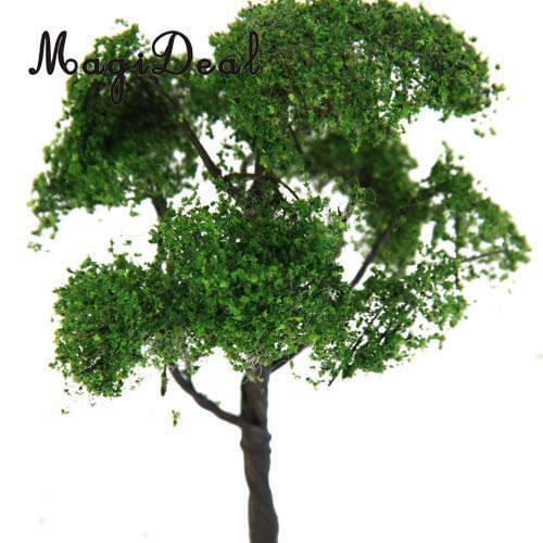 MagiDeal 1Pc 12cm Scenery Street Railway Railroad Green Scene Landscape Model Elm Tree for House Park Garden Layout Children Toy
