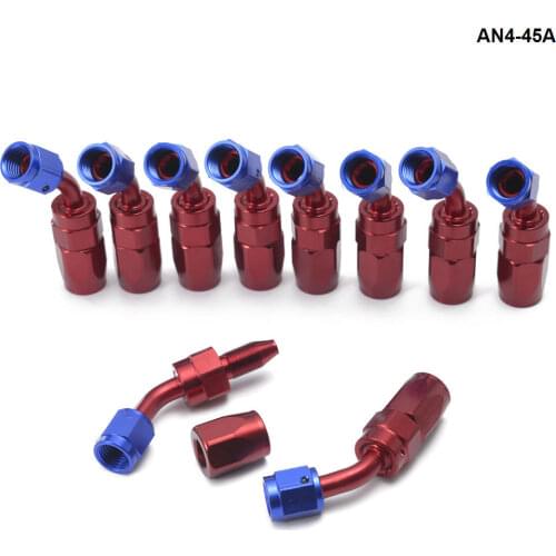 10PCS/LOT AN4 Pipe joints Aluminum 45 Degree Swivel Oil/Fuel Fitting Adaptor Oil cooler hose fitting AN4-45A