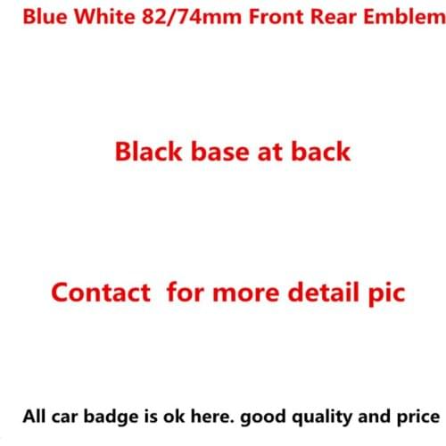 100pcs New Car Styling Good Quality ABS 82mm 74mm Blue White Front Bonnet Hood Rear Boot Badge Emblem Sticker