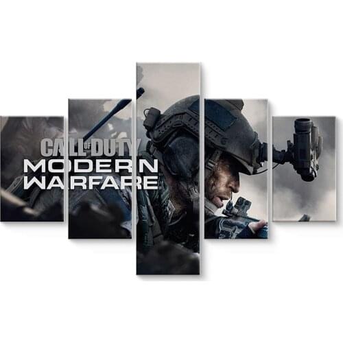 No Framed Canvas 5Pcs Call of Duty Soldier Video Game Wall Art Posters Pictures Paintings Home Decor for Living Room Decoration