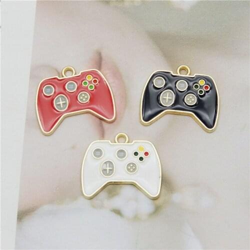 Julie Wang 6PCS Enamel Gamepad Charms Alloy Game Controller Mixed Colors Pendant Bracelet Earrings Jewelry Making Accessory