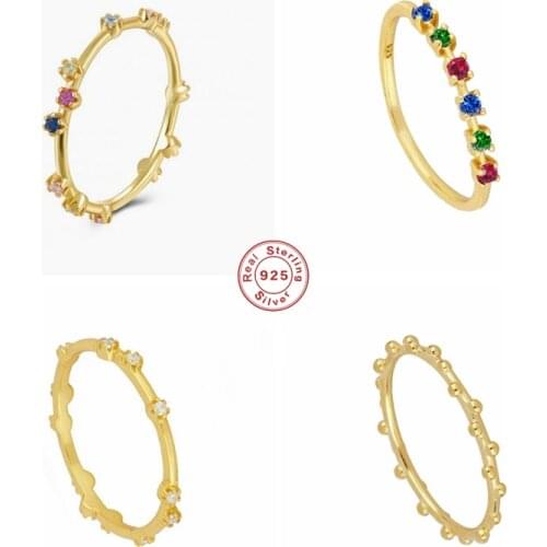 Aide 925 Sterling Silver Colorful Zircon Rings For Women Crystal Beads Ring Jewelry Mujer Anillos Couples Valentines Day Gift