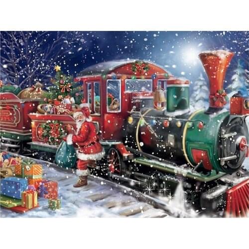 Diamond Painting Winter Landscape Cross Stitch Full Kits 5D Diy Diamond circular Drill Home Decor train Children Gift