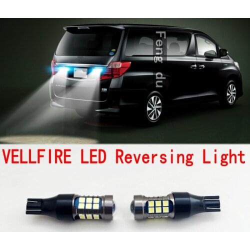 2pcs For 2002-2018 VELLFIRE Reversing Light 10 20 30 Series High Bright LED Car Auxiliary Bulbs Back wave light W16W T15 W21W