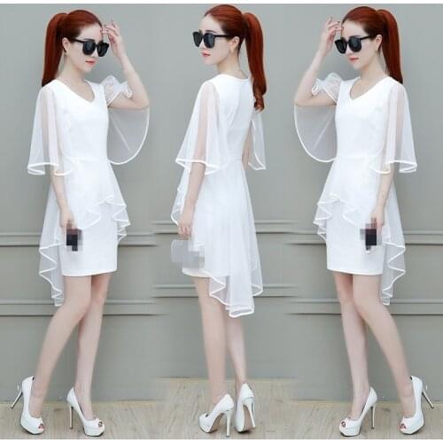 B4570 summer 2021 new women fashion temperament V-neck thin gauze Chiffon dress female cheap wholesale