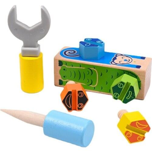 Childrens Wooden Board Game Cartoon Animal Screw Wrench Tool Set Toy Montessori Education DIY Ability Develop Kids Gift