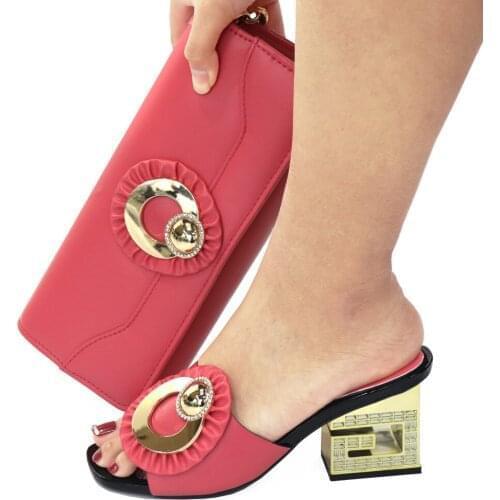 Doershow beautiful style Italian Shoes With Matching Bags African Women Shoes and Bags Set For Prom Party Summer Sandal!!SGC1-11