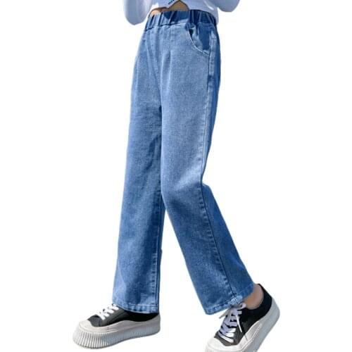 Jeans For Girl Solid Color Jeans For Girls Casual Style Trousers For Children Spring Autumn Childrens Clothing 6 8 10 12 14