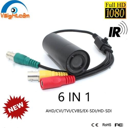 Full HD SDI Camera Mini Bullet 6 IN 1 AHD TVI CVI CVBS EX-SDI Waterproof 1080P CCTV Security Camera with OSD Menu 940IR Leds