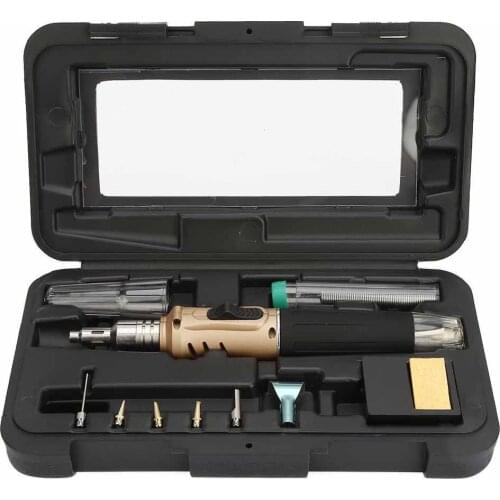 HS-1115K Gas Soldering Iron Kit HS-1115K Multifunction Butane Gas Rubber Handle Soldering Iron Cordless Solder Welding Torch Kit