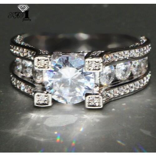 YaYI Fine Jewelry Fashion Princess Claw Set Cut White Cubic Zirconia Silver Color Engagement Wedding Party Leaves Gift Rings