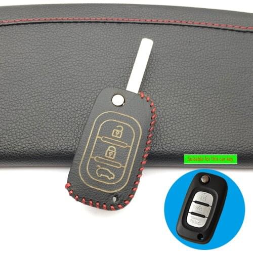 3 Buttons Leather Car Key Case Cover for Lada Vesta Granta XRay Kalina Priora Sedan Sport for Renault / For Benz