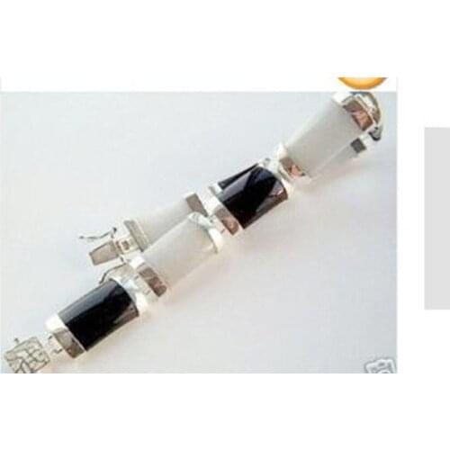 Beautiful Black & White stone Link Bracelet AAA style Fine jewe Noble 100% Natural stone 5.26