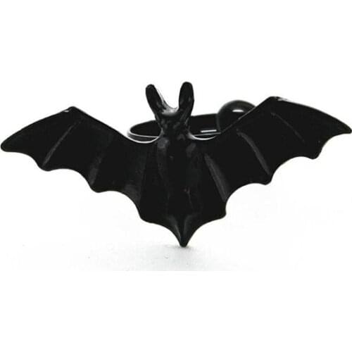 Cute Halloween Ring Black Bat Opening Adjustable Gothic Stretch Ring Band Unisex Jewelry J60E