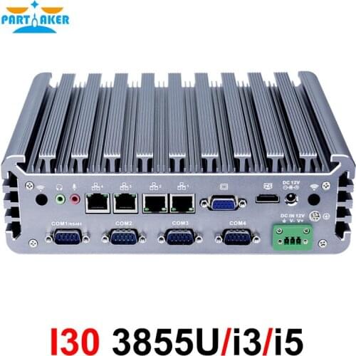 Fanless mini pc industrial computer Intel 3855U i3 6100U i5 6200U processor RS422 485 mini linux embedded pc for industrial