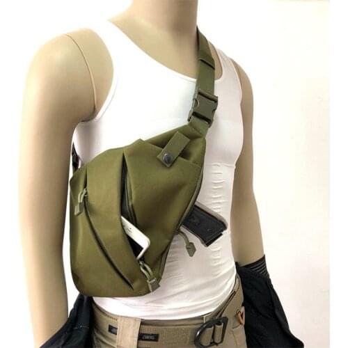 Men Tactical Nylon Storage Gun Bag Hunting Pistol Gun Holster Concealed Holster Left Right Shoulder Bag Anti-theft Bag Chest Bag