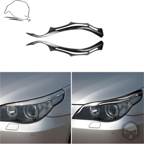 For BMW E60 5-Series 2004-2010 Carbon Fiber Headlight Eyelids Front Headlamp Eyebrows Trim Cover 3D Car-Styling Accessories