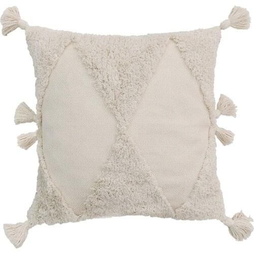 Cushion Cover Embroidered Plush Pillow Case American Style Geometric Hand-made Tassel Cushion Pillow Home Decor No Pillow Core