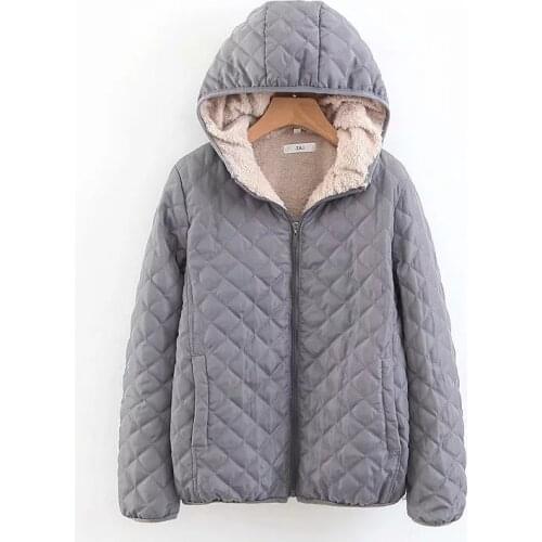 New Hooded cotton-Padded Jacket Womens Plus Cashmere Lamb Wool Cotton Coat Women Students Are Thin And Wild Cotton Jacket