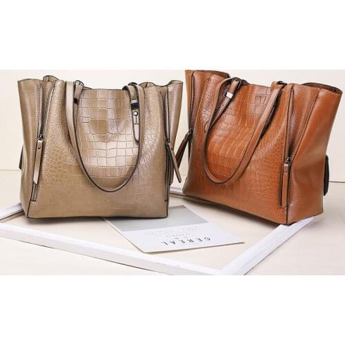 2020 New Women Simple Shoulder Handbags Large Capacity Messenger Bags Fashion Crocodile Pattern Tote Bags Multi-Functional Bags