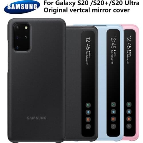 Original Vertical Mirror Clear View Intelligent Phone Case For Samsung Galaxy S20 S20+ S20 Ultra 5G Smart View Flip Cover Case