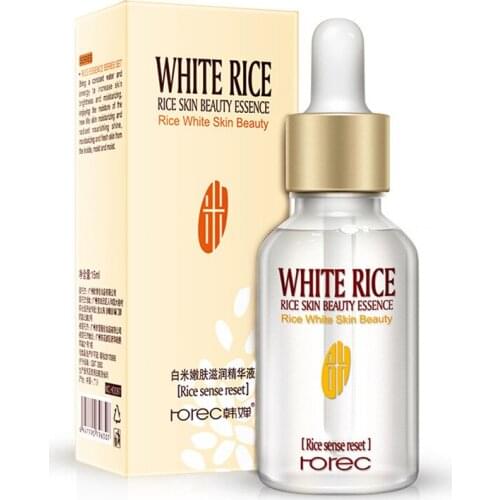 ROREC White Rice Whitening Serum Face Moisturizing Cream Anti Wrinkle Anti Aging Face Fine Lines Acne Treatment Skin Care 15ml