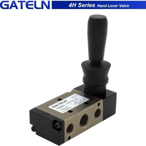 4H210-08 4H310-10 4H410-15 5/2 Way Hand Lever Operated Control Pneumatic Manual Valve w Muffler and quick fitting select