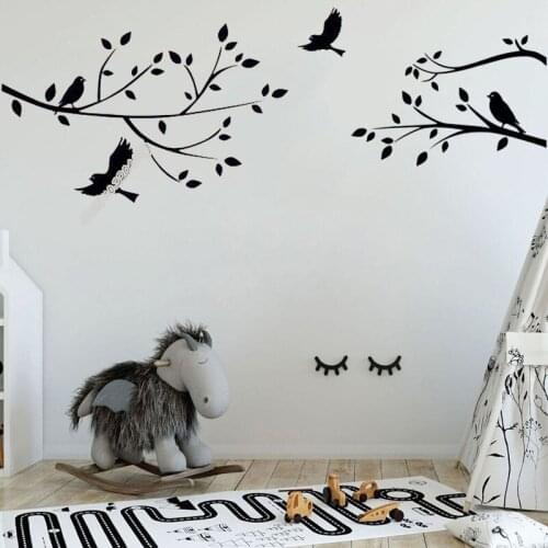 Bird Hub Wall Decal Bird Tree Branch Removable Vivid Wall stickers Home Childrens bedroom Living Room Office decor mural EA456
