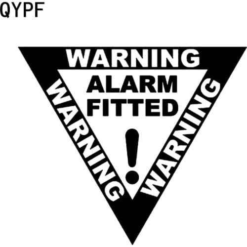 QYPF 14.3CM12.3CM ALARM FITTED Interesting Warning Car Sticker Black/Silver Vinyl Decoration S9-2339