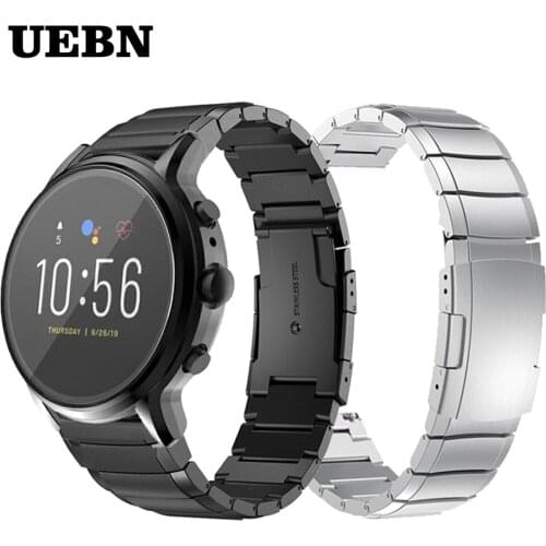 UEBN 22mm Stainless Steel Watchband Band For Fossil Gen 5 Smart watch Metal Strap For Fossil Gen 4 Gen 5 Bracelet Accessories