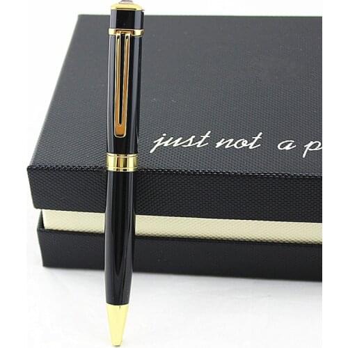 Luxury Writing Pen black Steel Rod Rotating Metal Ballpoint Pen Commercial Ballpoint Pen Gift Stationery Free Shipping