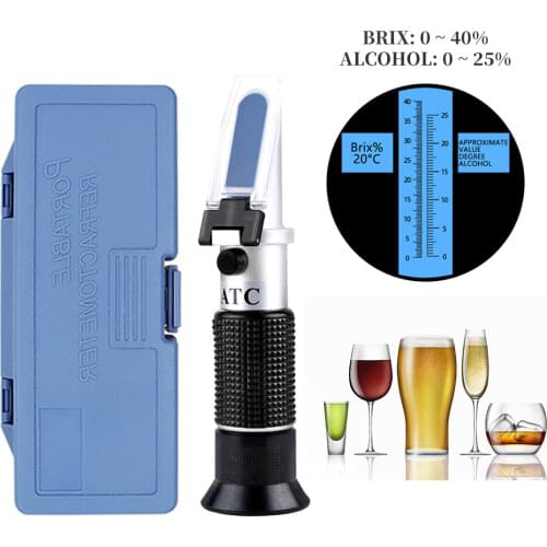 Beer Wort Refractometer SG 1.000-1.130 Dual Scale Sugar Meter Brix 0-40% Alcohol 0-25% Handheld Alcoholometer Hydrometer 20%off
