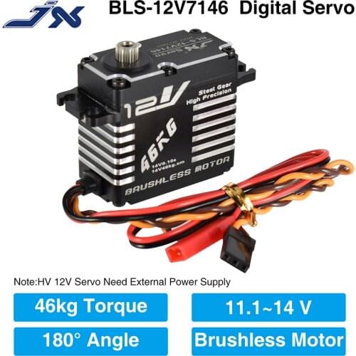 High Quality JX Servo BLS-12V7146 46KG 12V 180 Degrees HV Steel Gear Digital Brushless Servo For RC Robot