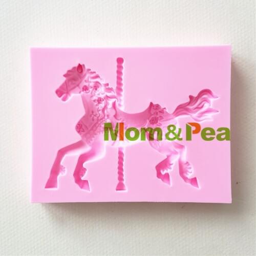Mom&Pea 1380 Free Shipping Turning Horse Silicone Mold Cake Decoration Fondant Cake 3D Mold Soap Mold Food Grade