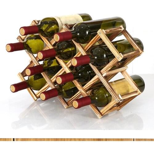 Folding Solid Wooden Red Wine Holder Rack Home Kitchen Bar Storage Display Shelf Organizer Bottle Wine Retro Display Cabinet